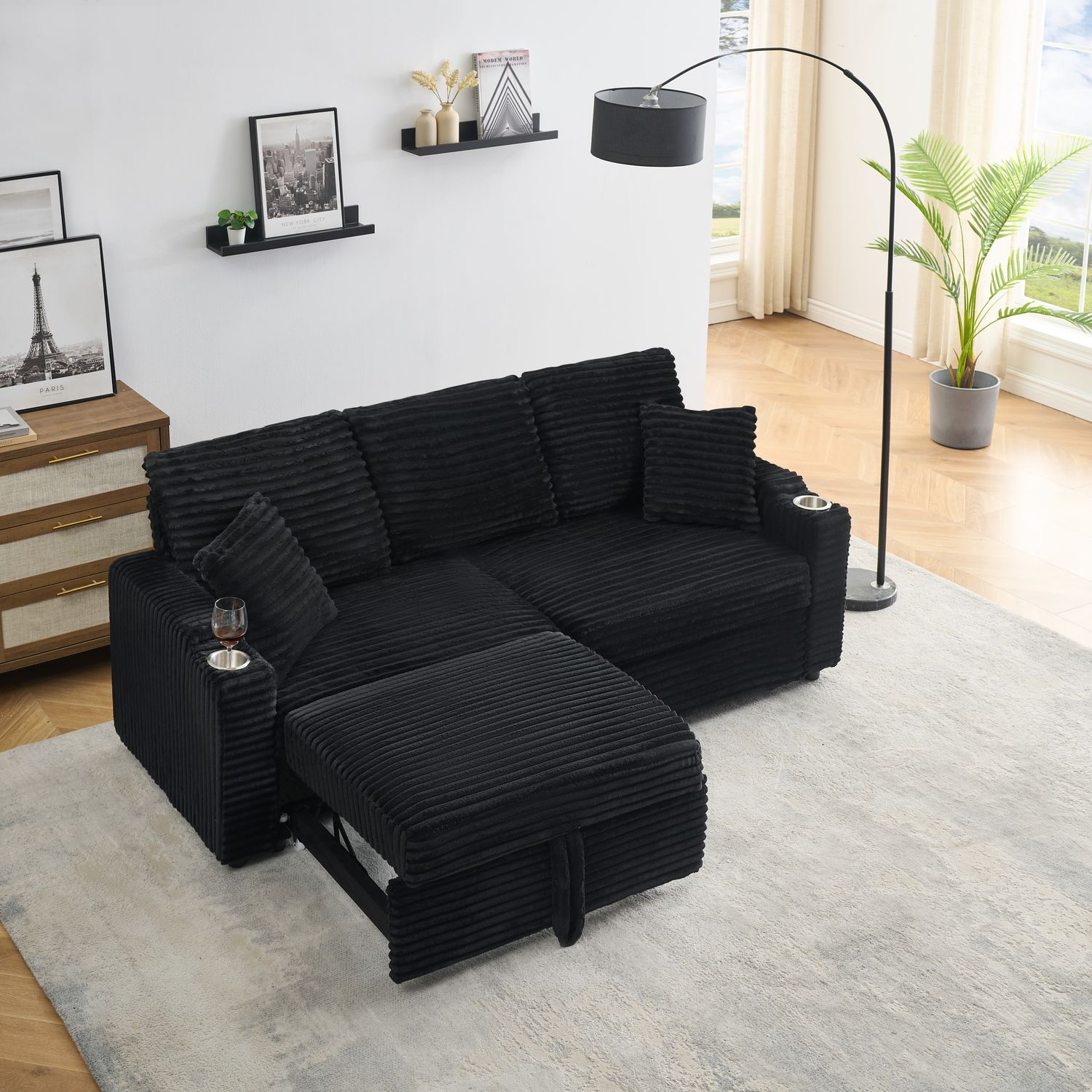 80 - Inch Two - In - One Folding Sofa - Black 80 - Inch Two - In - One Folding Sofa - Black