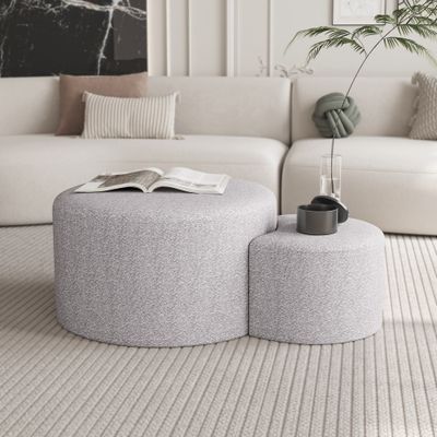 Upholstered Nesting Coffee Tables (Set of 2) - Beige Upholstered Nesting Coffee Tables (Set of 2) - Beige