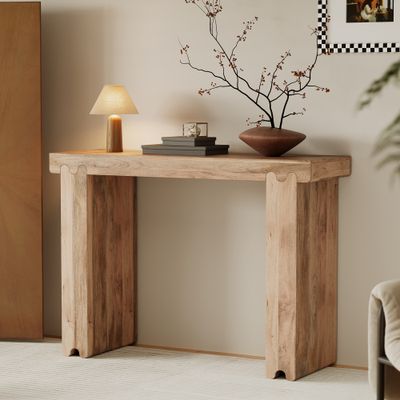 TREXM Console Table, Farmhouse Mango Wood Entryway Table - Natural