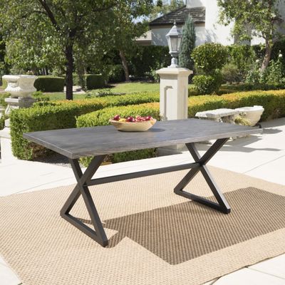 Rolando Outdoor Aluminum Dining Table with Steel Frame, Grey / Black Rolando Outdoor Aluminum Dining Table with Steel Frame, Grey / Black