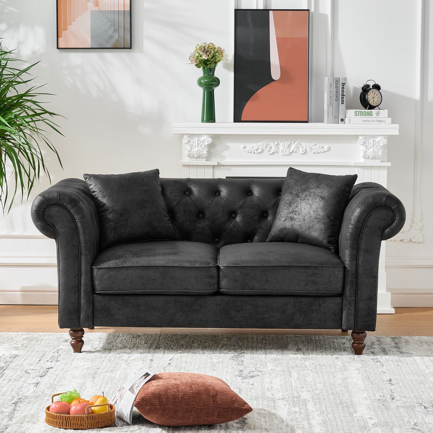 66Chesterfield tech Fabric Sofa - Black 66Chesterfield tech Fabric Sofa - Black