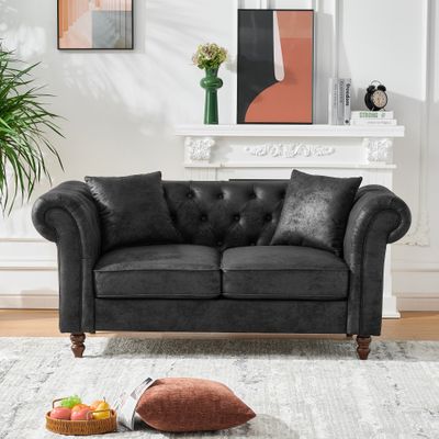 66Chesterfield tech Fabric Sofa - Black 66Chesterfield tech Fabric Sofa - Black
