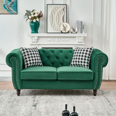 67Chesterfield velvet upholstery fabric Sofa with Roll Armrest & 67Chesterfield velvet upholstery fabric Sofa with Roll Armrest &