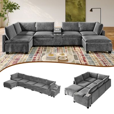 121.2 121.2" Modular U - Shaped Cloud Sectional Sofa - 121.2x57.4x31.4IN