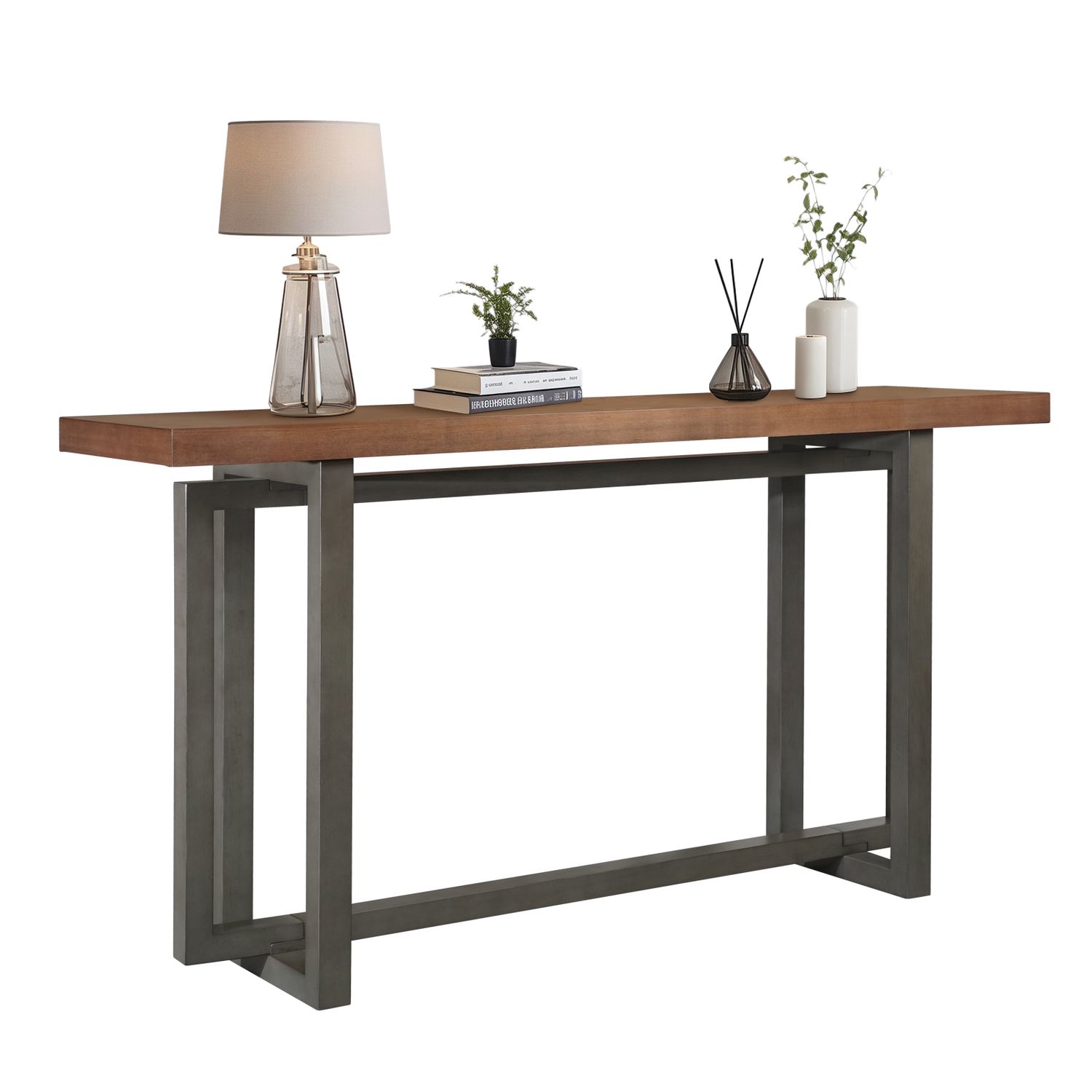 59 Narrow Console Table - MDF Entryway Sofa Table for Hallway - Gray 59 Narrow Console Table - MDF Entryway Sofa Table for Hallway - Gray