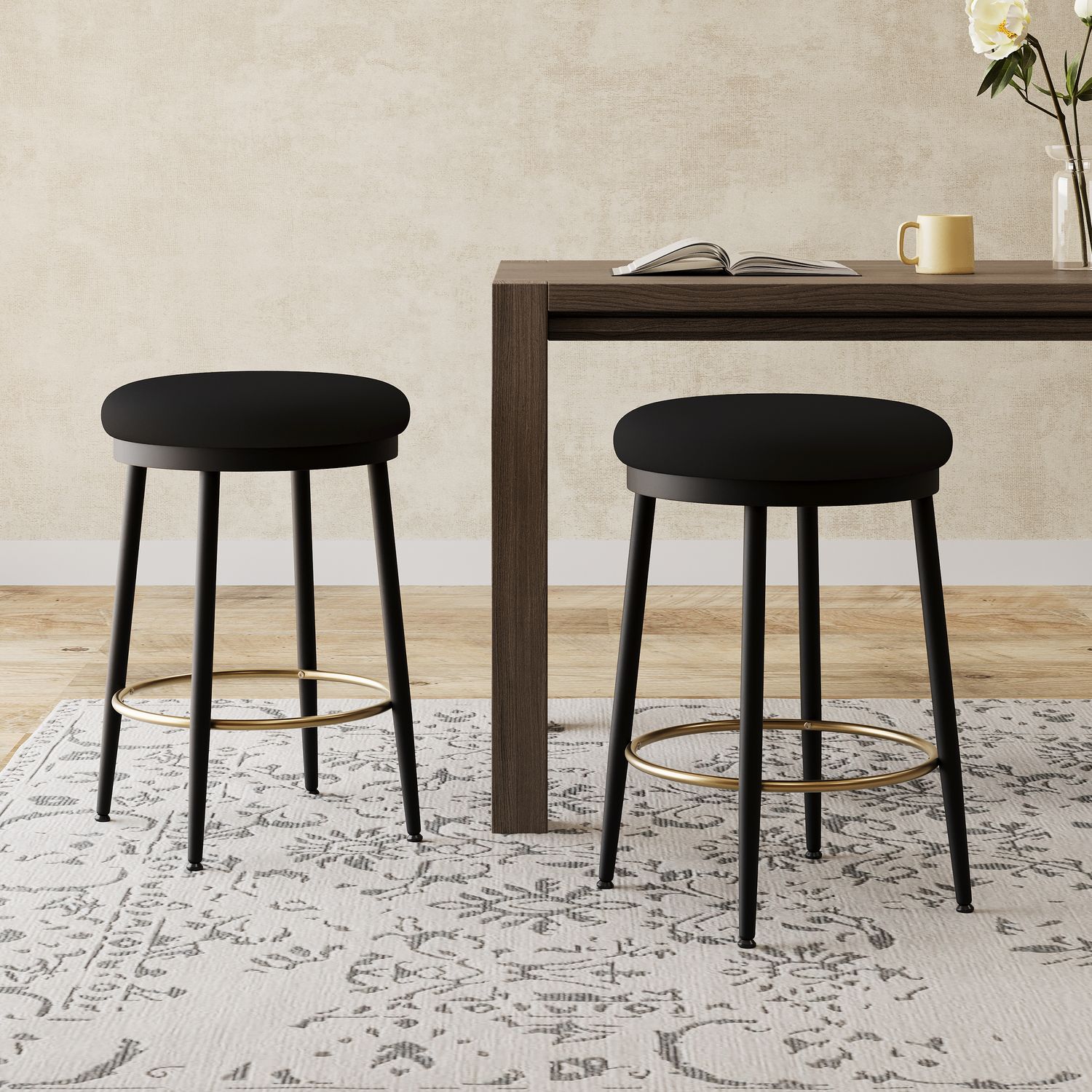 24.75'' Modern Counter Stools Set of 2 - Black