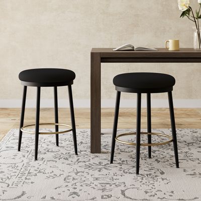 24.75'' Modern Counter Stools Set of 2 - Black 24.75'' Modern Counter Stools Set of 2 - Black