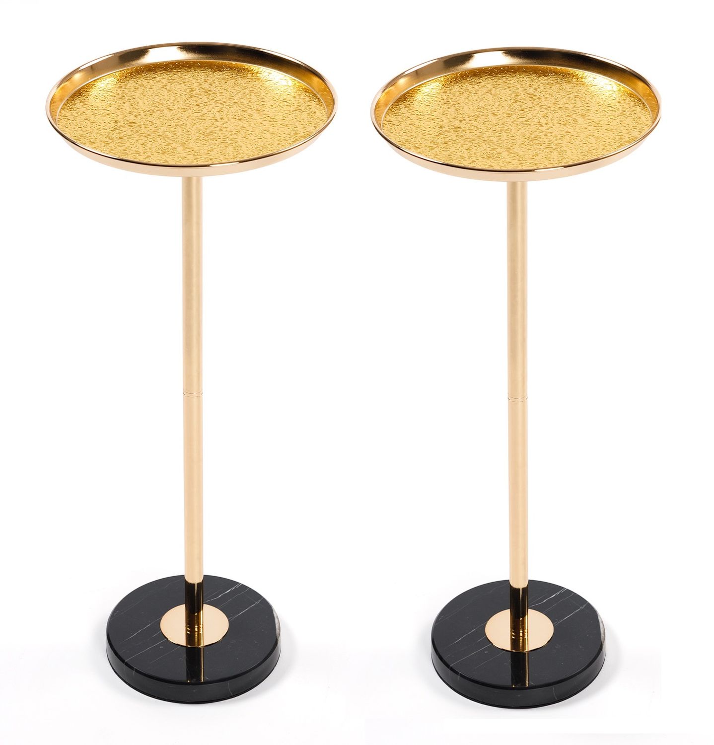 2P, Adjustable Side Table, Small Tea Martini Table, Gold - Gold+Black