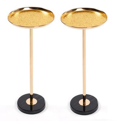 2P, Adjustable Side Table, Small Tea Martini Table, Gold - Gold+Black