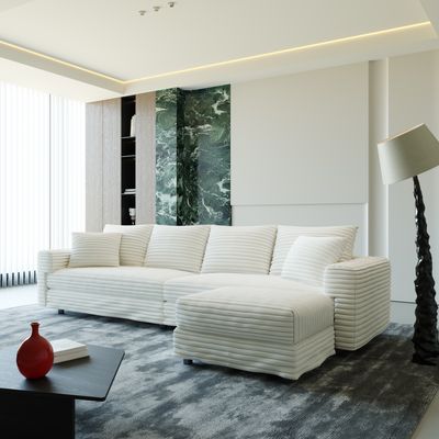 102.4 102.4 "Plush Corduroy 4 - Seat Sofa - Beige
