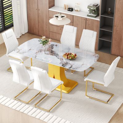 Table and chair set.71 Table and chair set.71" tempered glass dining t - Model W1151S04010