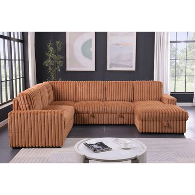 122 122" Pull Out Couch, Rabbit plush Fabric Sofa Bed Ports & Comfy