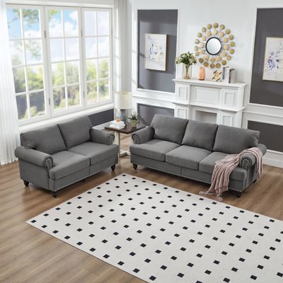 Modern Classic Design with Nails Living Room 2+3 - Seat Sofa Fabric Modern Classic Design with Nails Living Room 2+3 - Seat Sofa Fabric