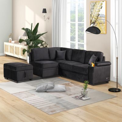 84.75 Sleeper Sofa Bed, 2 in 1 Pull Out sofa bed L - Shaped Couch 84.75 Sleeper Sofa Bed, 2 in 1 Pull Out sofa bed L - Shaped Couch