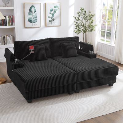 Modern Chaise Sofa 75.5" Chaise Lounge Sofa Loveseat Sofa Sleep
