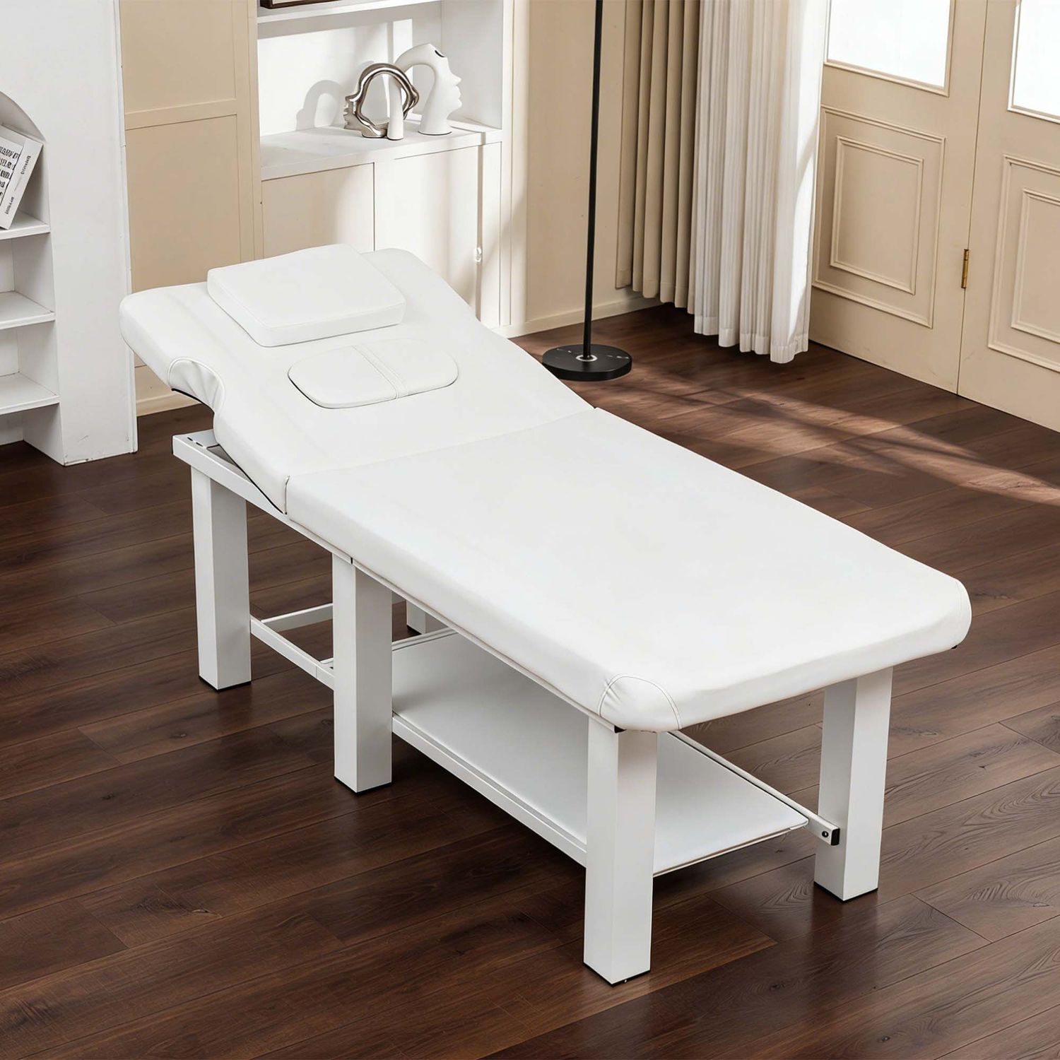 Adjustable Massage Table 0 - 15° Reclining - White