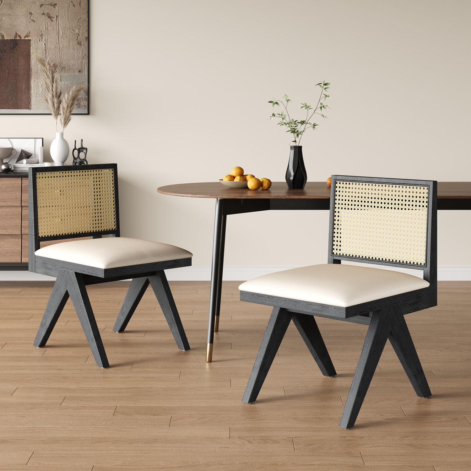 Chandigarh Dining Room Chairs - Black+Natural, Grey Chandigarh Dining Room Chairs - Black+Natural, Grey