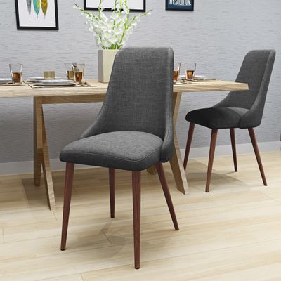 Mid Century Modern Fabric Armless Dining Chairs, Set of 2, Light Gray Mid Century Modern Fabric Armless Dining Chairs, Set of 2, Light Gray