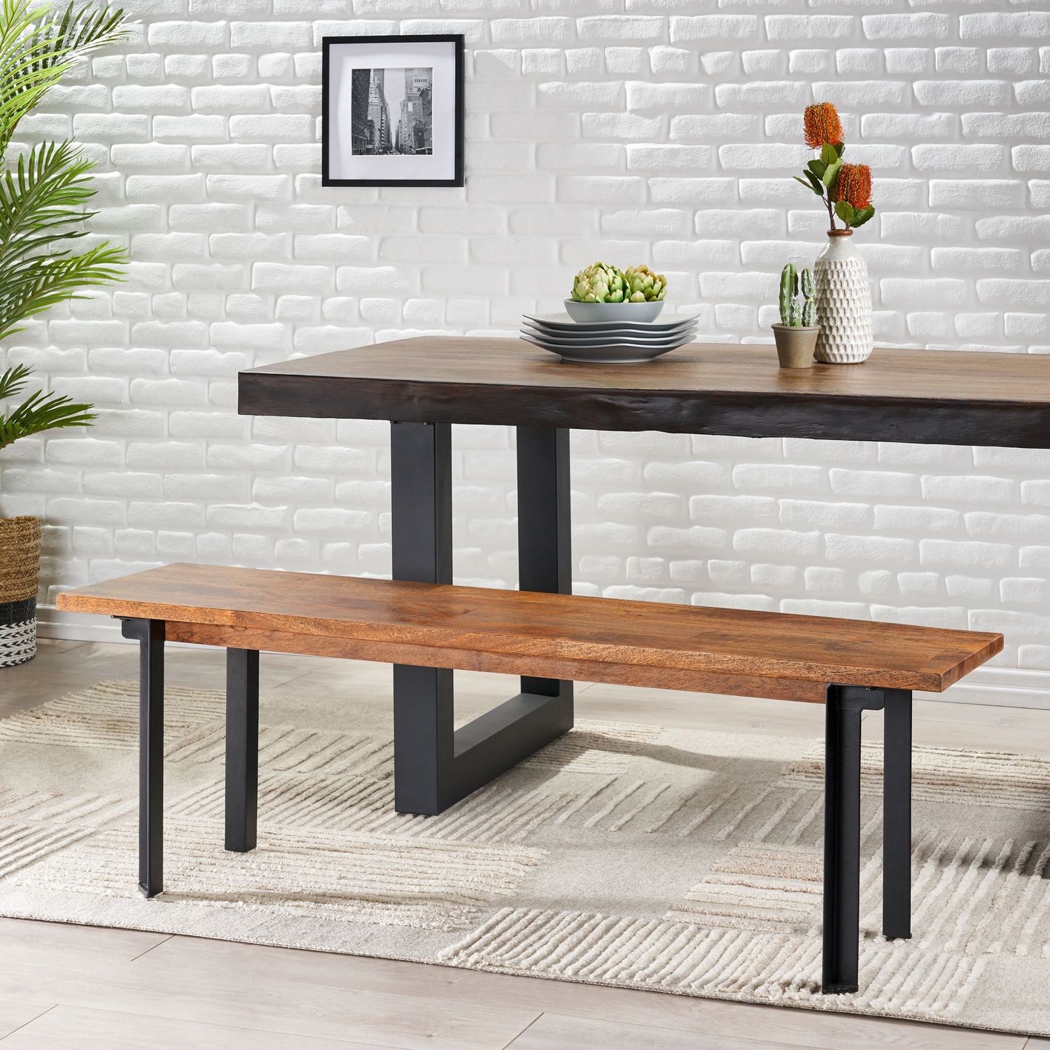 Indoor Carlisle Benches, Black + Country Brown