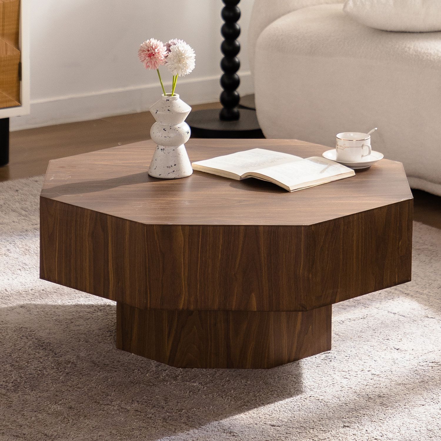 30.51 30.51" Coffee table Wooden Octagonal - Shaped Walnut Suitable for