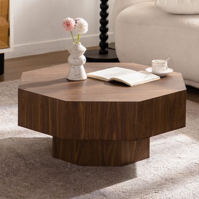 30.51 30.51" Coffee table Wooden Octagonal - Shaped Walnut Suitable for