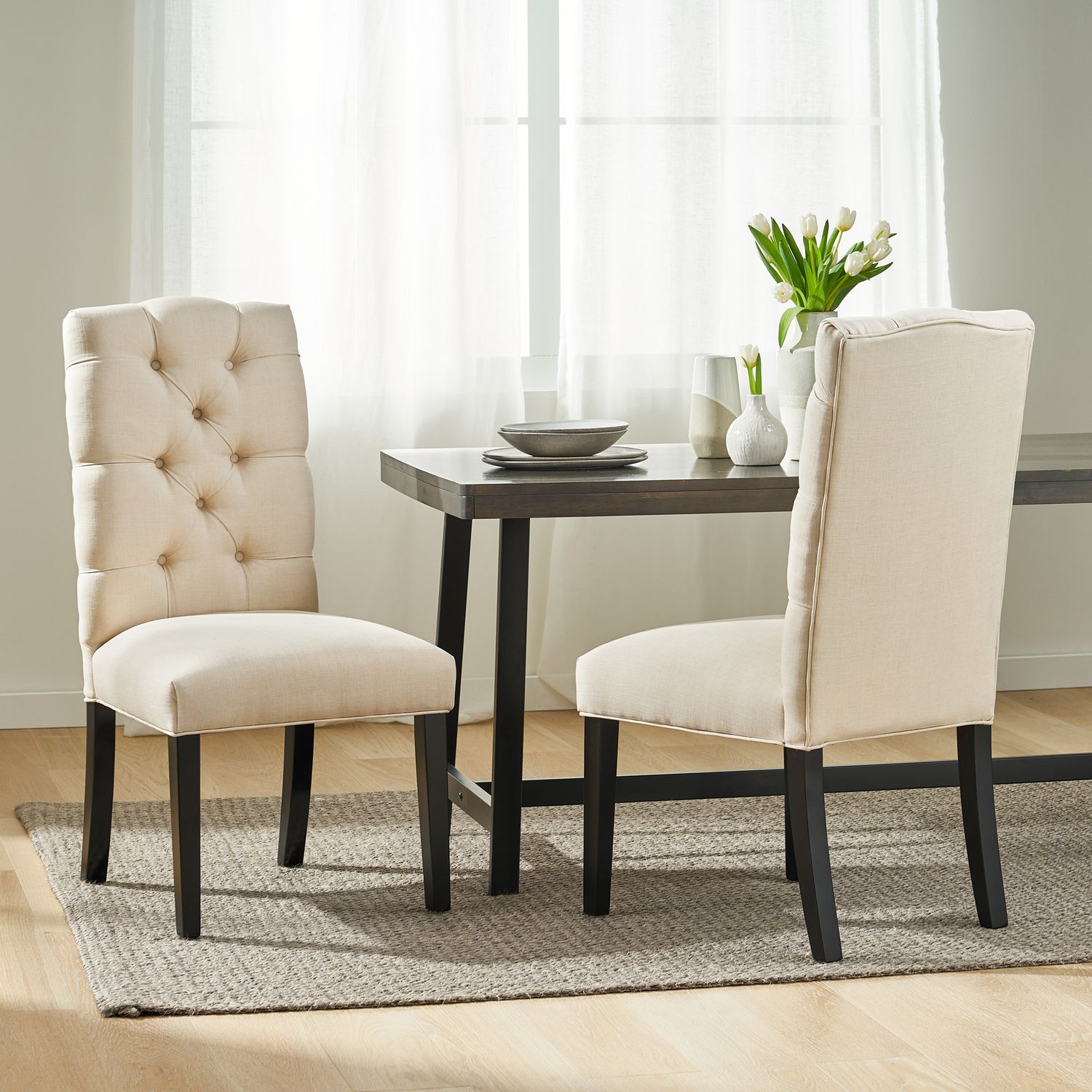 Harding Kd Tuft Dining Chair - Natural