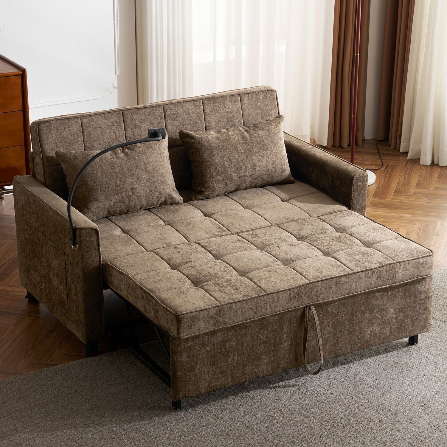 56.9 Loveseat Sofa Pull - out Sofa Bed Sleeper Sofa with a Reversible 56.9 Loveseat Sofa Pull - out Sofa Bed Sleeper Sofa with a Reversible