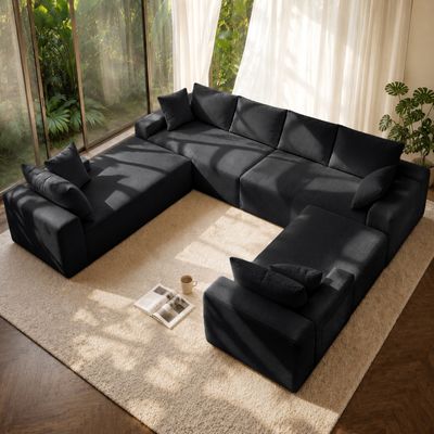 124.4 124.4" Cloud Sectional Sofa with U - Shaped Chaise and Side Pockets
