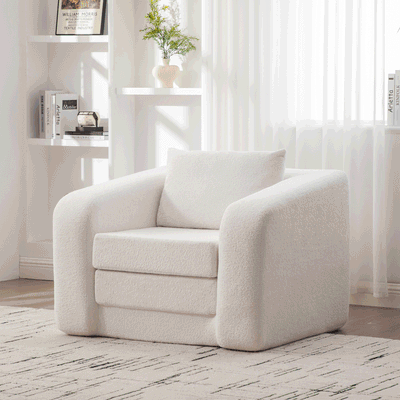 40 Foldable Single Sofa Bed with Armrest & Backrest - Ivory 40 Foldable Single Sofa Bed with Armrest & Backrest - Ivory