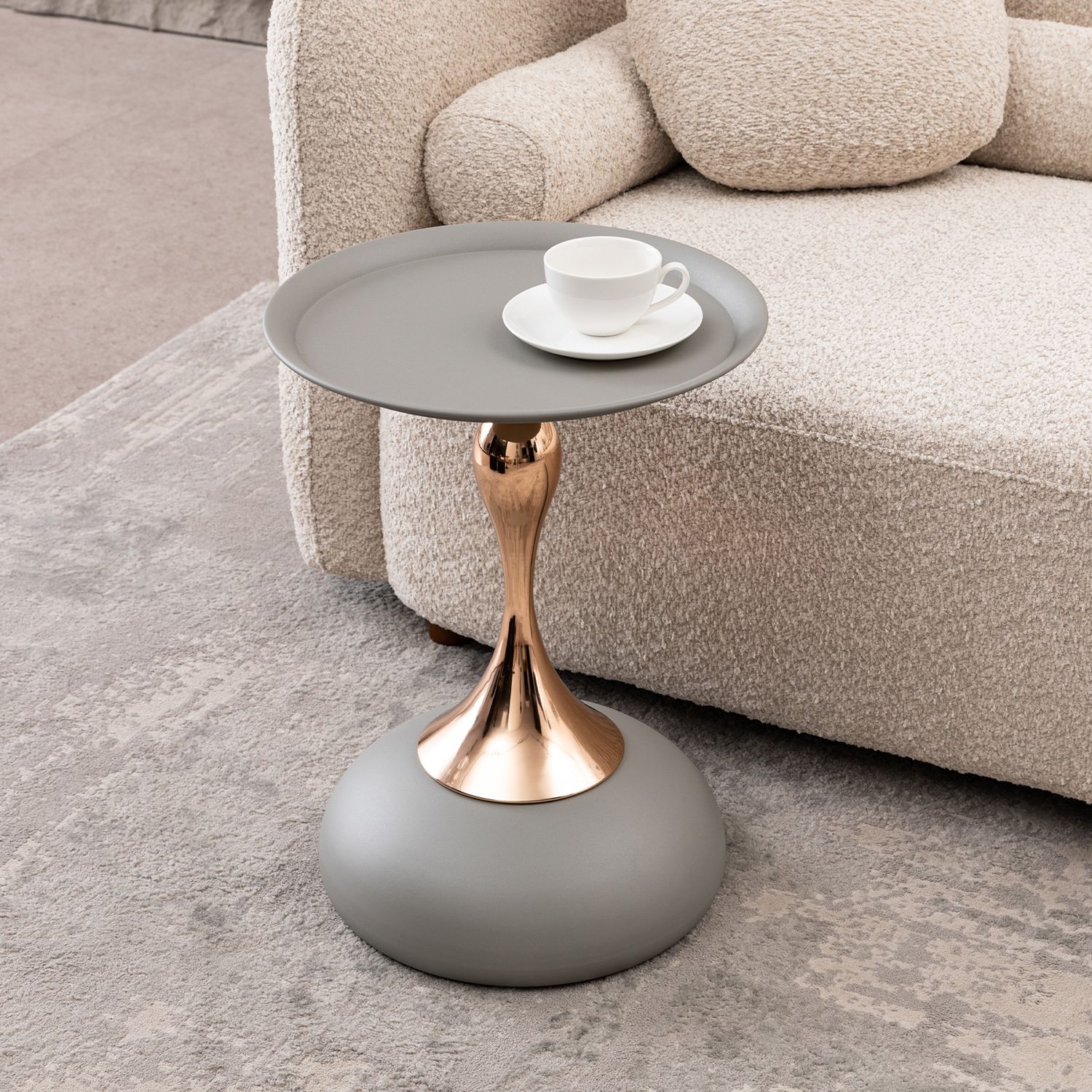 Mermaid Tail End Coffee Table Round Side Table - Matte Gray Mermaid Tail End Coffee Table Round Side Table - Matte Gray