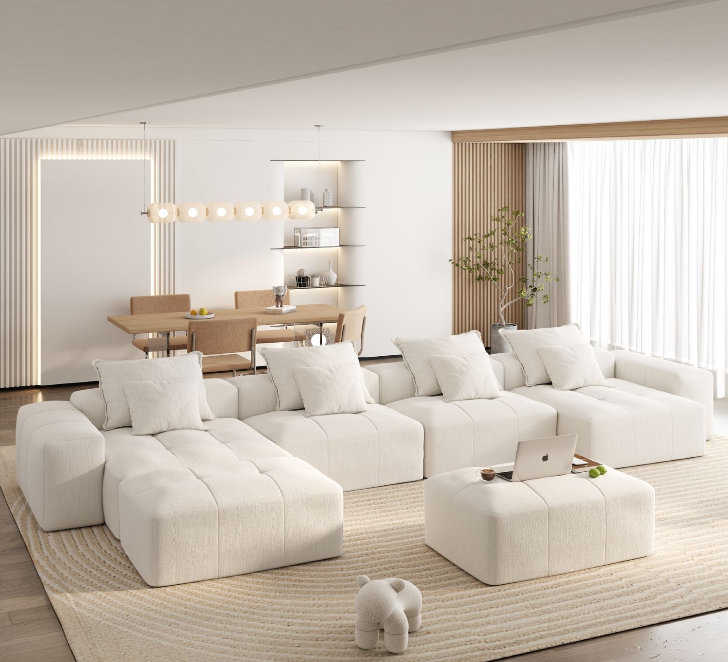 Modern Oversized Modular Sectional Sofa - 85.04 x 127.56 x 25.6 in. Modern Oversized Modular Sectional Sofa - 85.04 x 127.56 x 25.6 in.