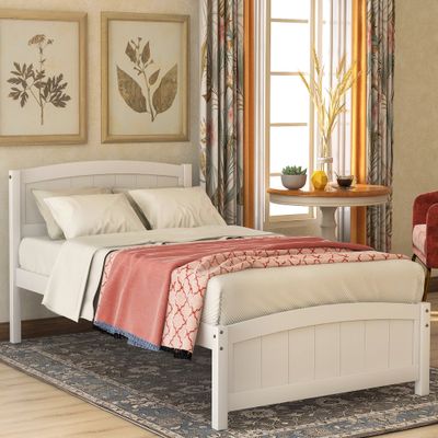 Wood Platform Bed with Headboard, Footboard and Wood Slat Support Wood Platform Bed with Headboard, Footboard and Wood Slat Support