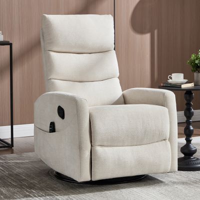 Heat Massage Manual Recliner Chair with Rocker and Swivel i - Beige