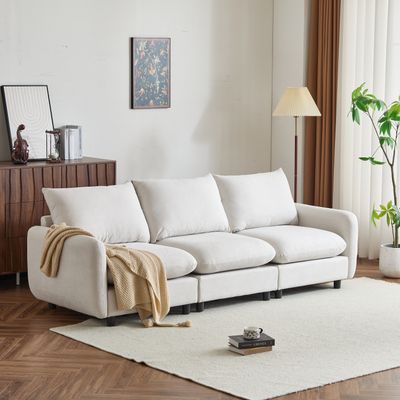 99 in. 3 - Piece Modular Free Combination Sectional Sofa Couch - White 99 in. 3 - Piece Modular Free Combination Sectional Sofa Couch - White