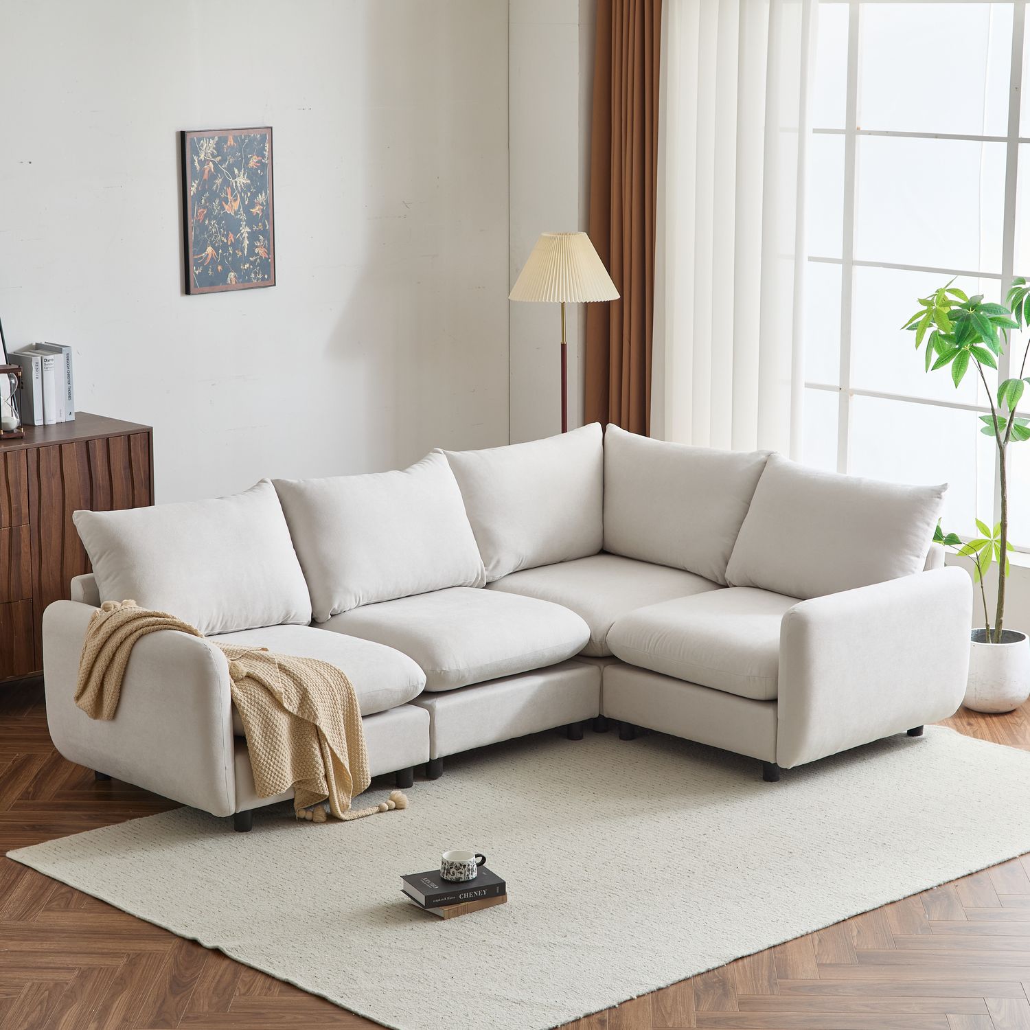 99 in. 4 - Piece L - Shaped Modular Free Combination Sectional Sofa 99 in. 4 - Piece L - Shaped Modular Free Combination Sectional Sofa