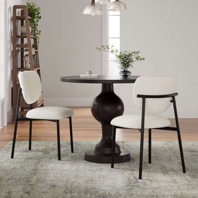 Upholstered Dining Chairs With Metal Legs (Set of 2), Beige Upholstered Dining Chairs With Metal Legs (Set of 2), Beige