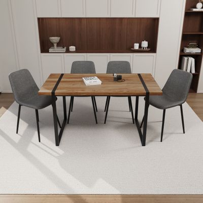 59 MDF natural wood dining table and modern dining - W2189S01104 59 MDF natural wood dining table and modern dining - W2189S01104