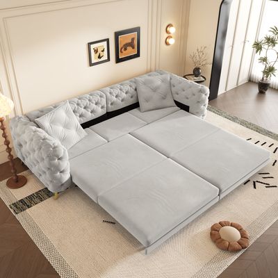 97.7 3 - in - 1 Convertible Sleeper Sofa - Light Grey - 37.4 x 97.7 x 97.7 3 - in - 1 Convertible Sleeper Sofa - Light Grey - 37.4 x 97.7 x