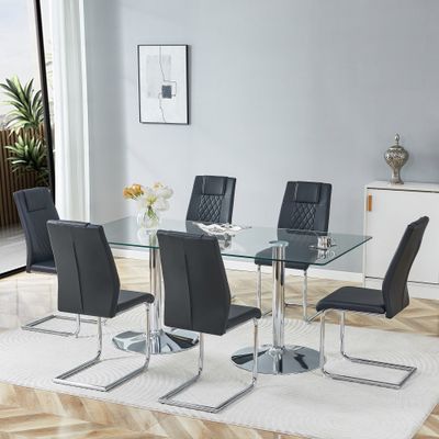 Table and chair set. 71 Table and chair set. 71" x - Black, Silver, Transparent - Model