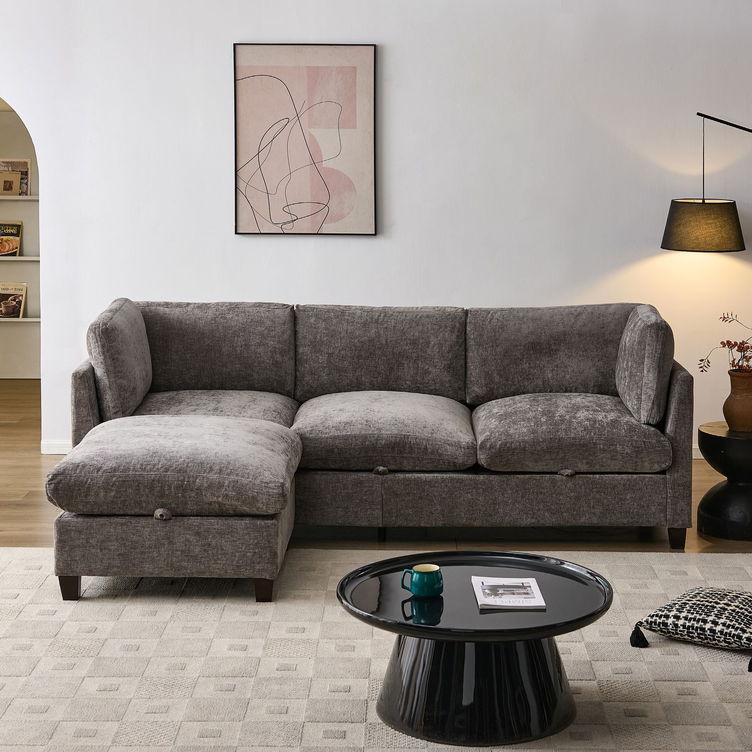96.5 Sectional Couch for Living room - Gray