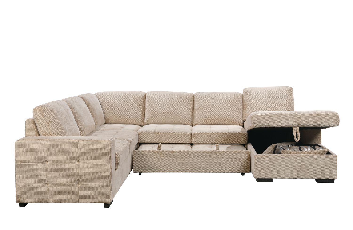 123 123" Oversized Sectional Sofa with Storage Chaise - Beige