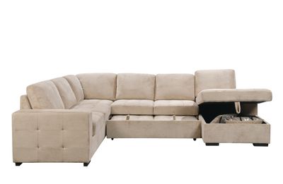 123 123" Oversized Sectional Sofa with Storage Chaise - Beige