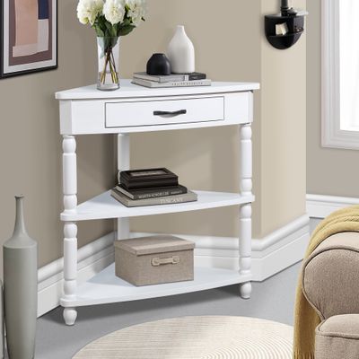 33.8'' Small Triangle Corner Table - Milk White 33.8'' Small Triangle Corner Table - Milk White