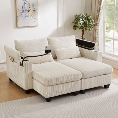 Convertible Chaise Lounge 63 Loveseat Sofa Bed Corduroy Sleeper Sofa Convertible Chaise Lounge 63 Loveseat Sofa Bed Corduroy Sleeper Sofa