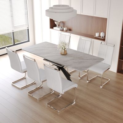 62.4 62.4" extendable 78.15" dining Table Set for 6 - 8 - W2189S00135