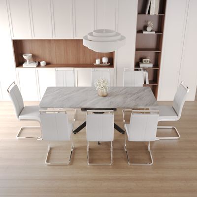 62.4" extendable 78.15" dining Table Set for 6 - 8 - W2189S00136