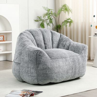 Bean Bag Chair, Bean Bag Sofa Chair with Armrests Stuffed H - Dark Bean Bag Chair, Bean Bag Sofa Chair with Armrests Stuffed H - Dark