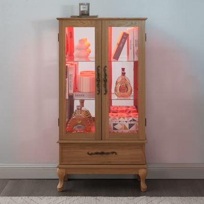 Lighted Curio Cabinet - Elegant Glass Display Cabinet with Adjustable Lighted Curio Cabinet - Elegant Glass Display Cabinet with Adjustable