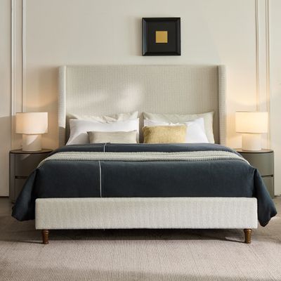 Harper Tall Headboard Upholstered Bed / 54 Harper Tall Headboard Upholstered Bed / 54" High Head - 83.6 x 85.8 x