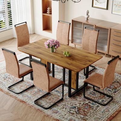 Table and chair set.67 Table and chair set.67"x36" Wood - Textured MDF Dining Table Set with